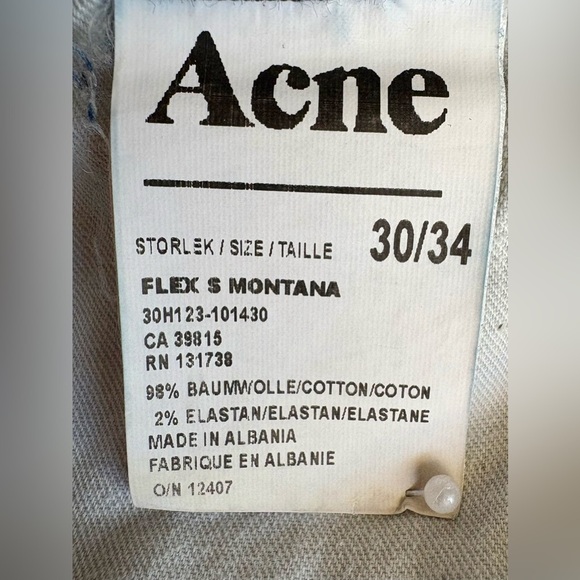 Acne Studios Flex Montana Jeans 30/34 Slim Fit Blue - Picture 8 of 11